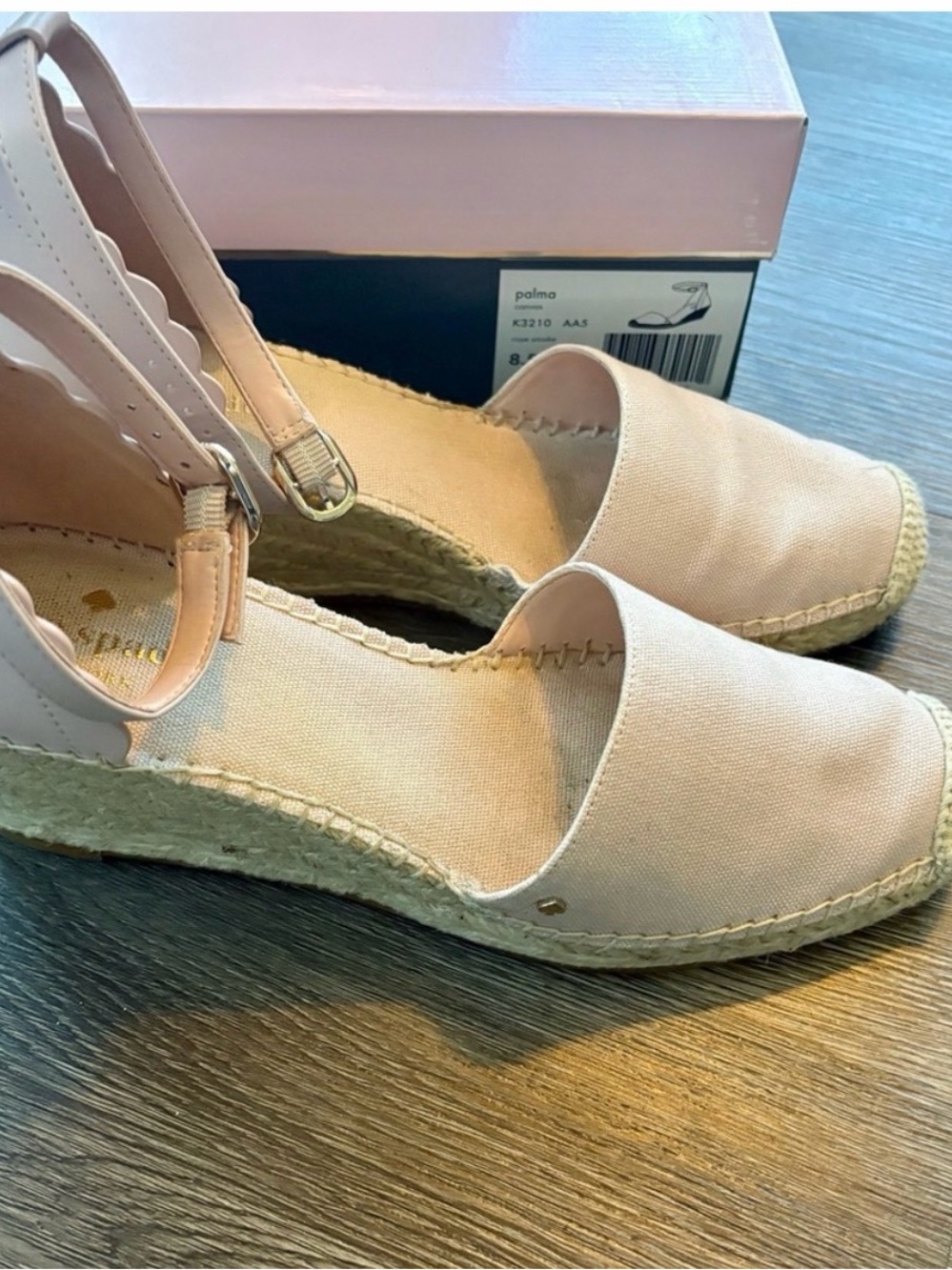 kate spade Blush Pink Canvas Espadrille Wedge Sandals